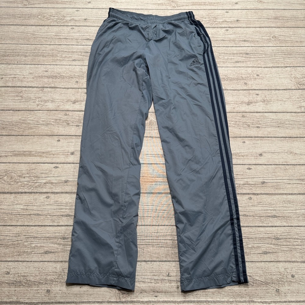 Adidas Track Pants Men's Medium Gray Trefoil Ankle Zip Athletic Training Workout
